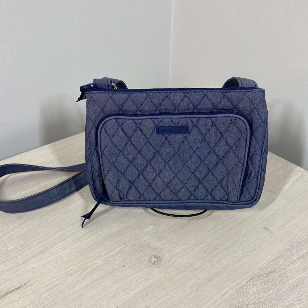 Vera Bradley Quilted Denim Crossbody Bag Maggie Floral Lining Purse Shoulder